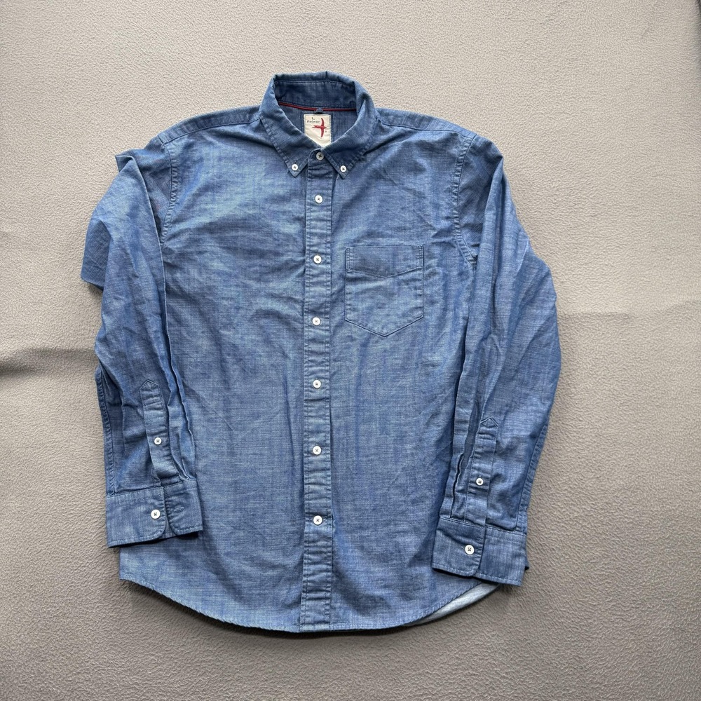 Relwen Shirt Mens Large Blue Chambray Long Sleeve Button Up Casual Cotton Top